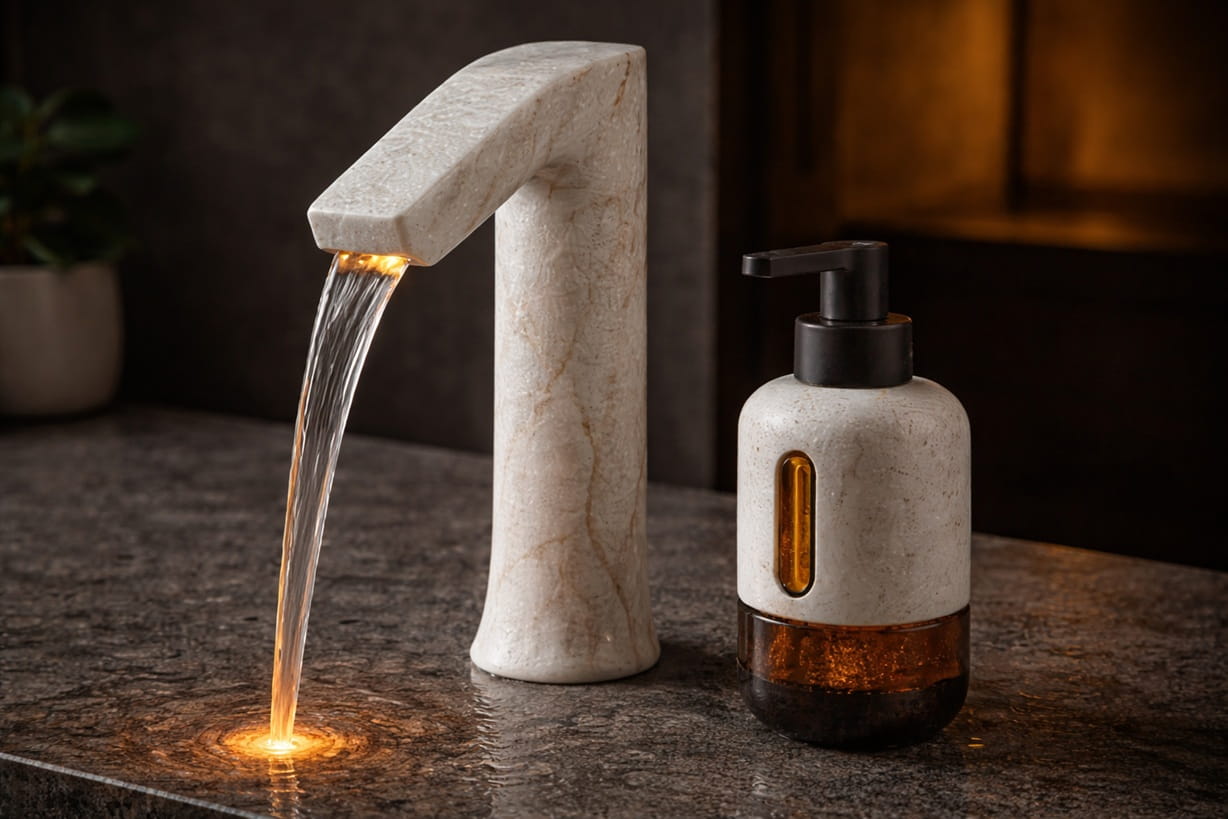 Marble faucet dispenser